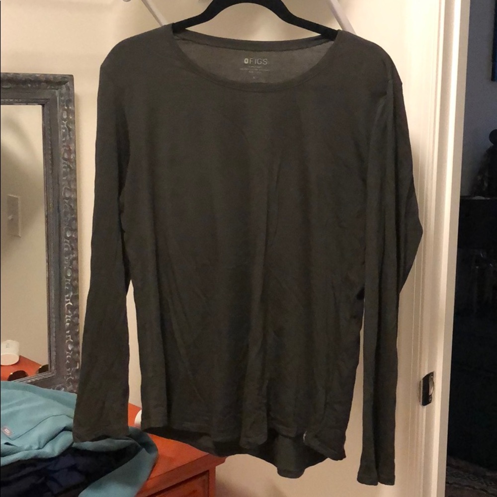 Figs Super Soft Long Sleeve Underscrub — Charcoal